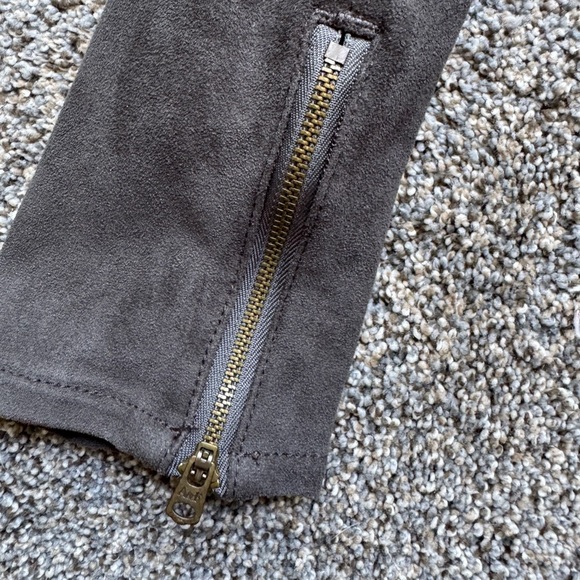 Abercrombie and Fitch grey suede pants with zipper detailing - Picture 5 of 10